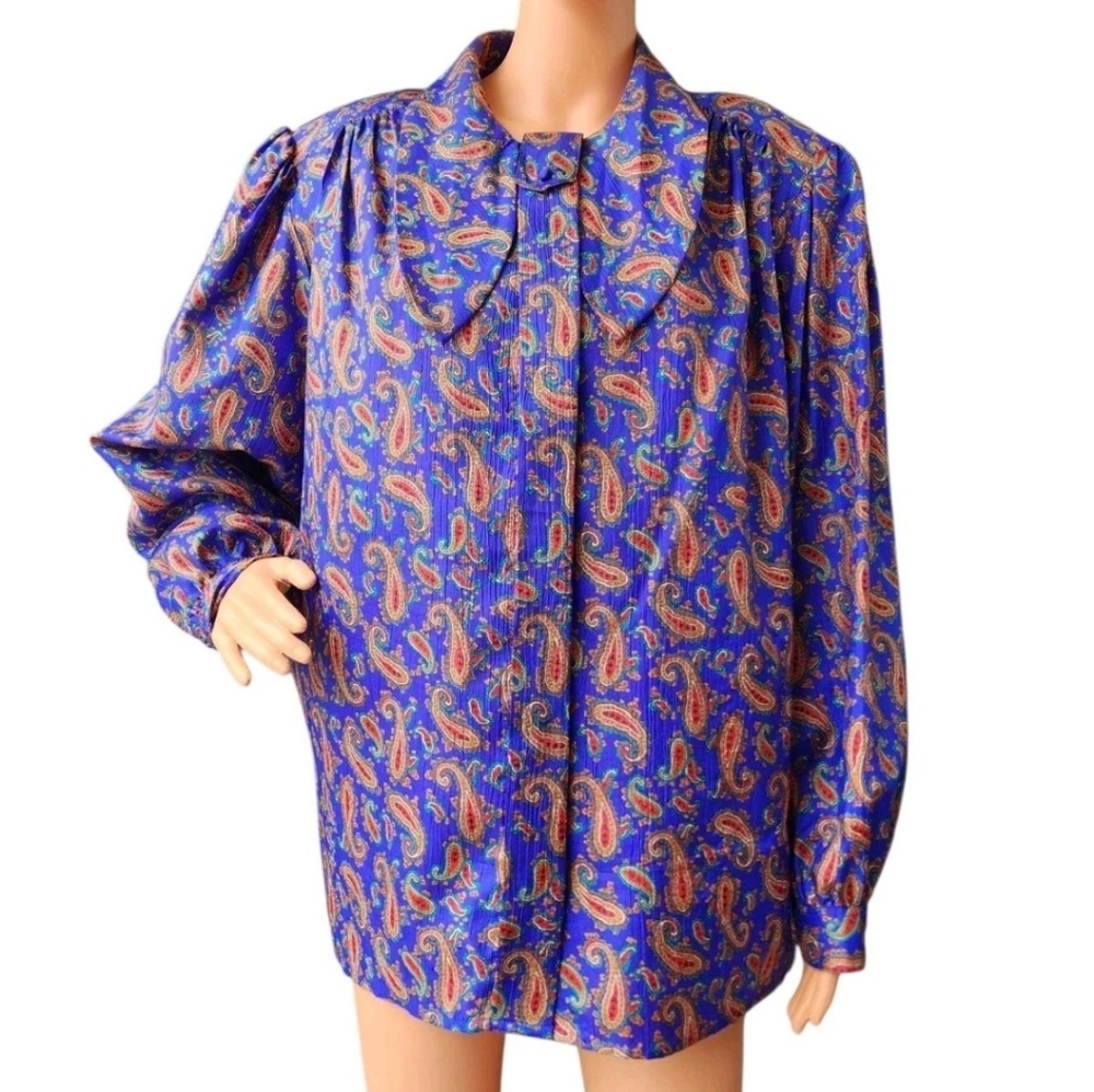 Vintage Laura & Jayne Two Multicolor Paisley Print Button Up Blouse Size 22W